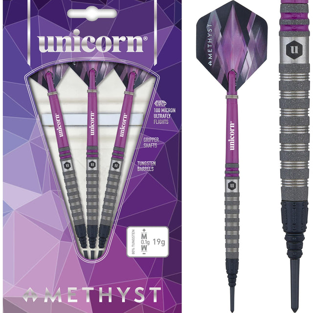 Unicorn Amethyst Darts - Soft Tip - Utech - Style 4 - Sandblasted 19g