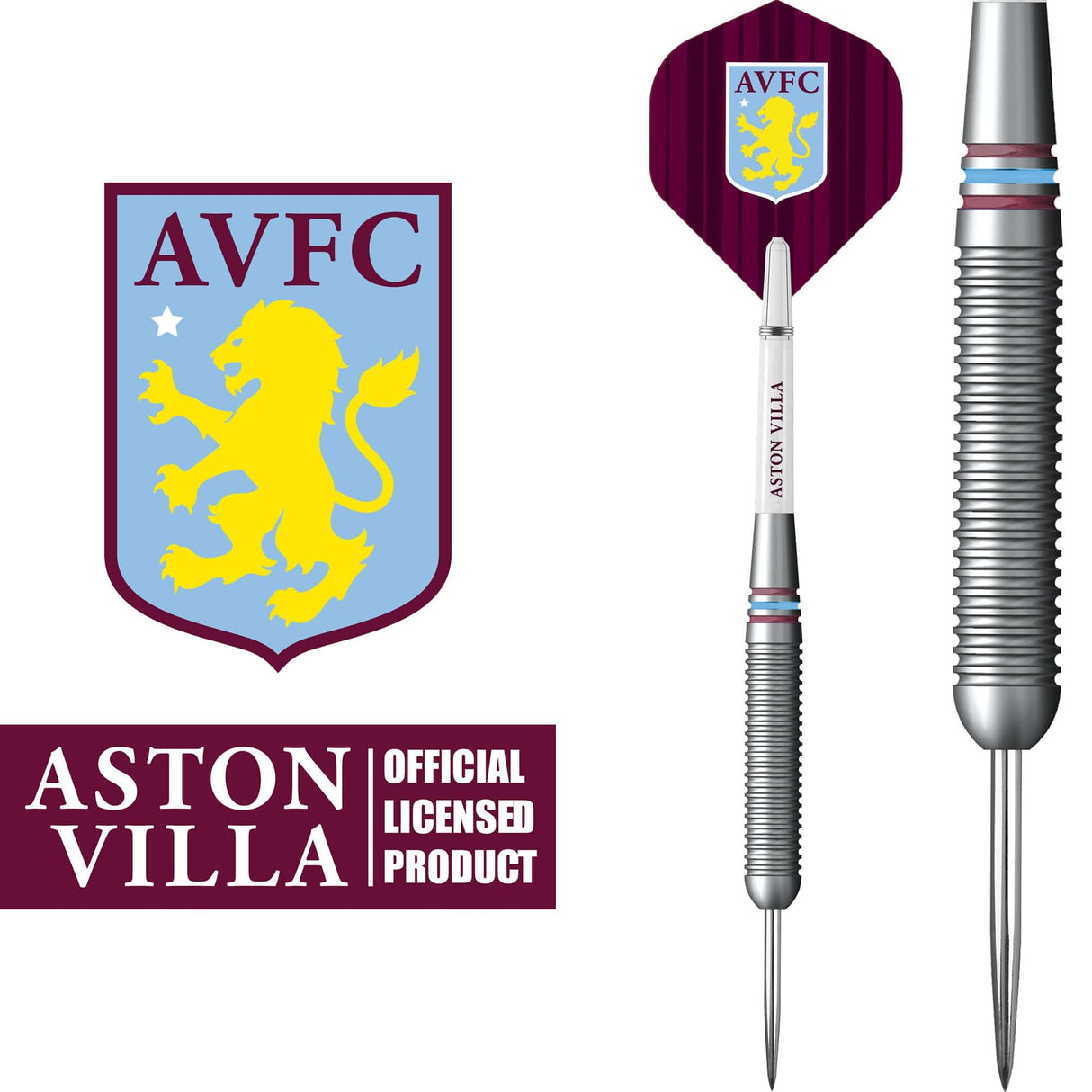 Aston Villa FC Darts - Steel Tip Brass - Official Licensed - AVFC - 22g 22g