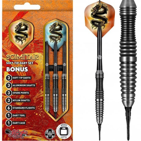 Shot Scimitar Darts - Soft Tip - Stainless Steel - Black Ring - 18g 18g