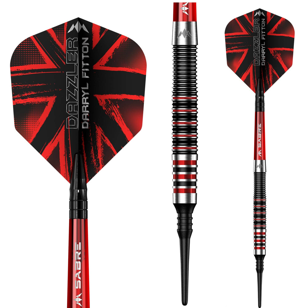 Mission Darryl Fitton Darts - Soft Tip - Electro Black & Red - The Dazzler - 18g 18g