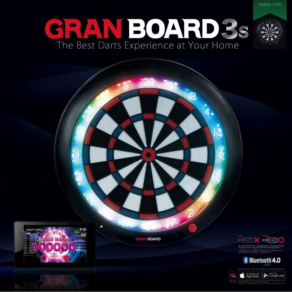 Granboard 3S - Professional Electronic - Soft Tip Dartboard - Green