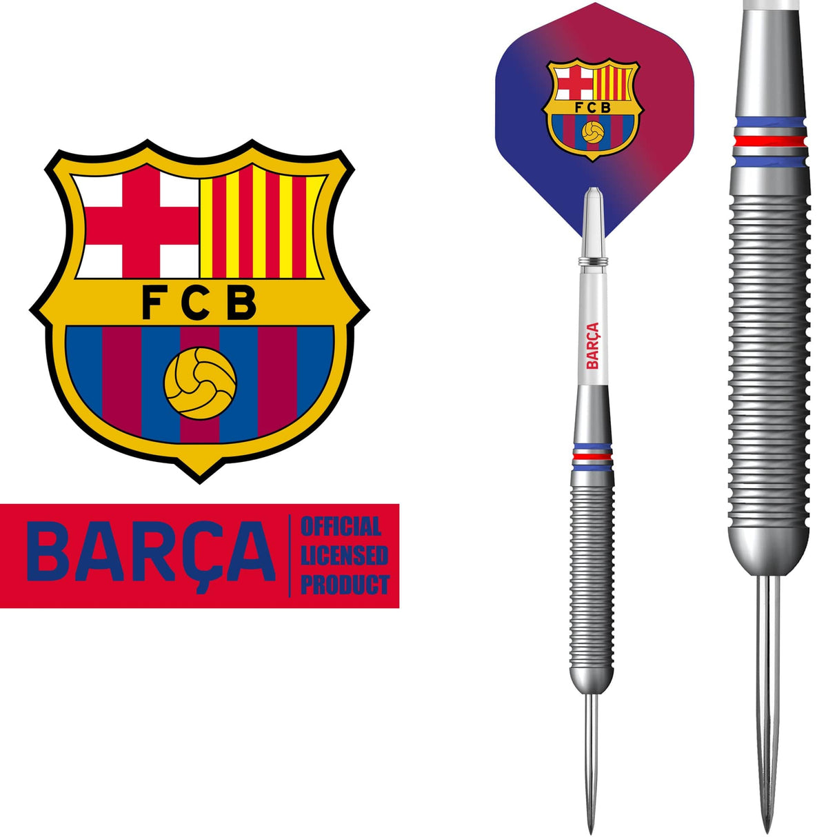 FC Barcelona - Official Licensed BARÇA - Steel Tip Darts - Brass - BARÇA - 22g 22g