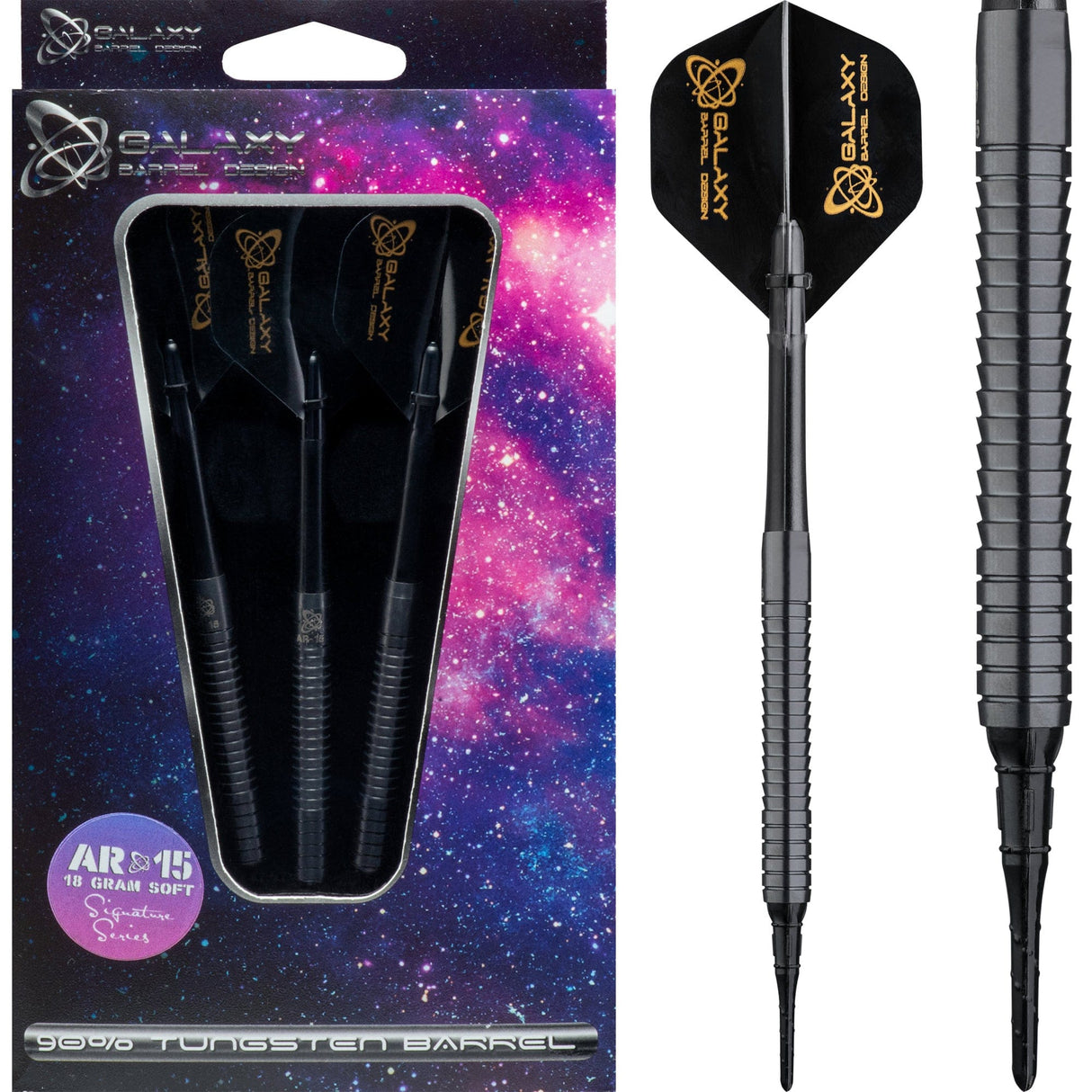 Galaxy AR-15 Darts - Soft Tip - Black Titanium 18g