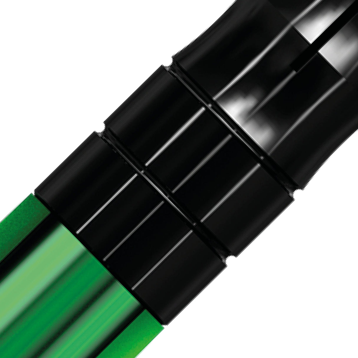 Mission Sabre Shafts - Polycarbonate Dart Stems - Green - Black Top