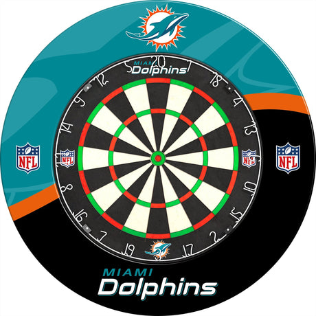 NFL - Printed Dartboard & Printed Surround - Official Licensed - Miami Dolphins