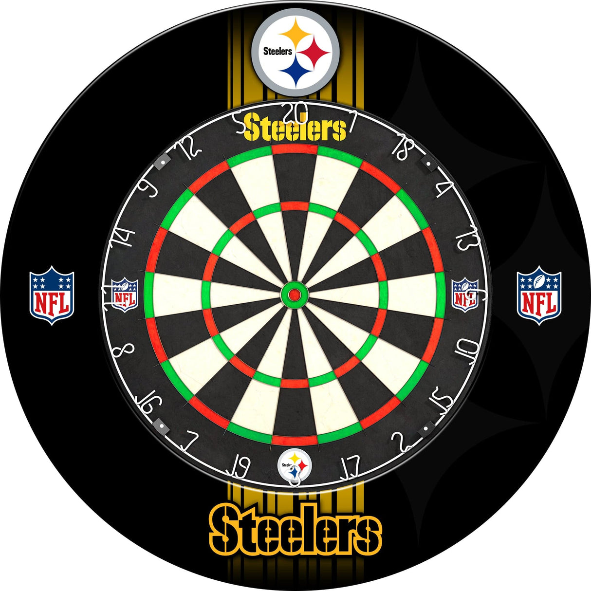 NFL - Printed Dartboard & Printed Surround - Official Licensed - Pittsburgh Steelers