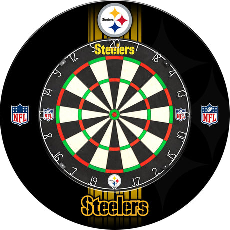 NFL - Printed Dartboard & Printed Surround - Official Licensed - Pittsburgh Steelers