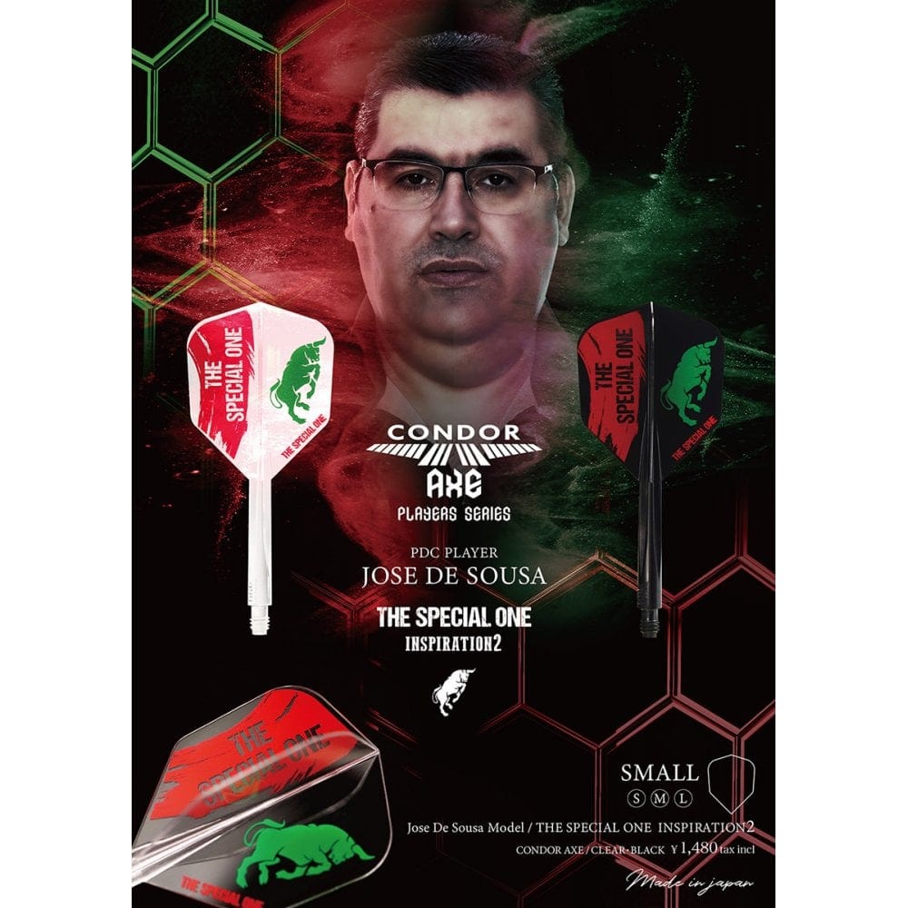 Condor AXE Dart Flights - Jose De Sousa - Small - The Special One 2 - Clear