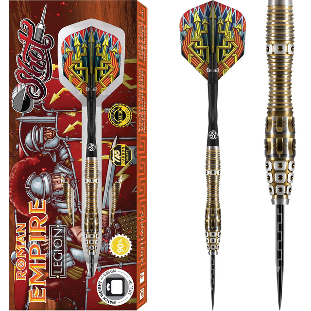 Shot Roman Empire Legion Darts - Steel Tip - Black & Gold 23g