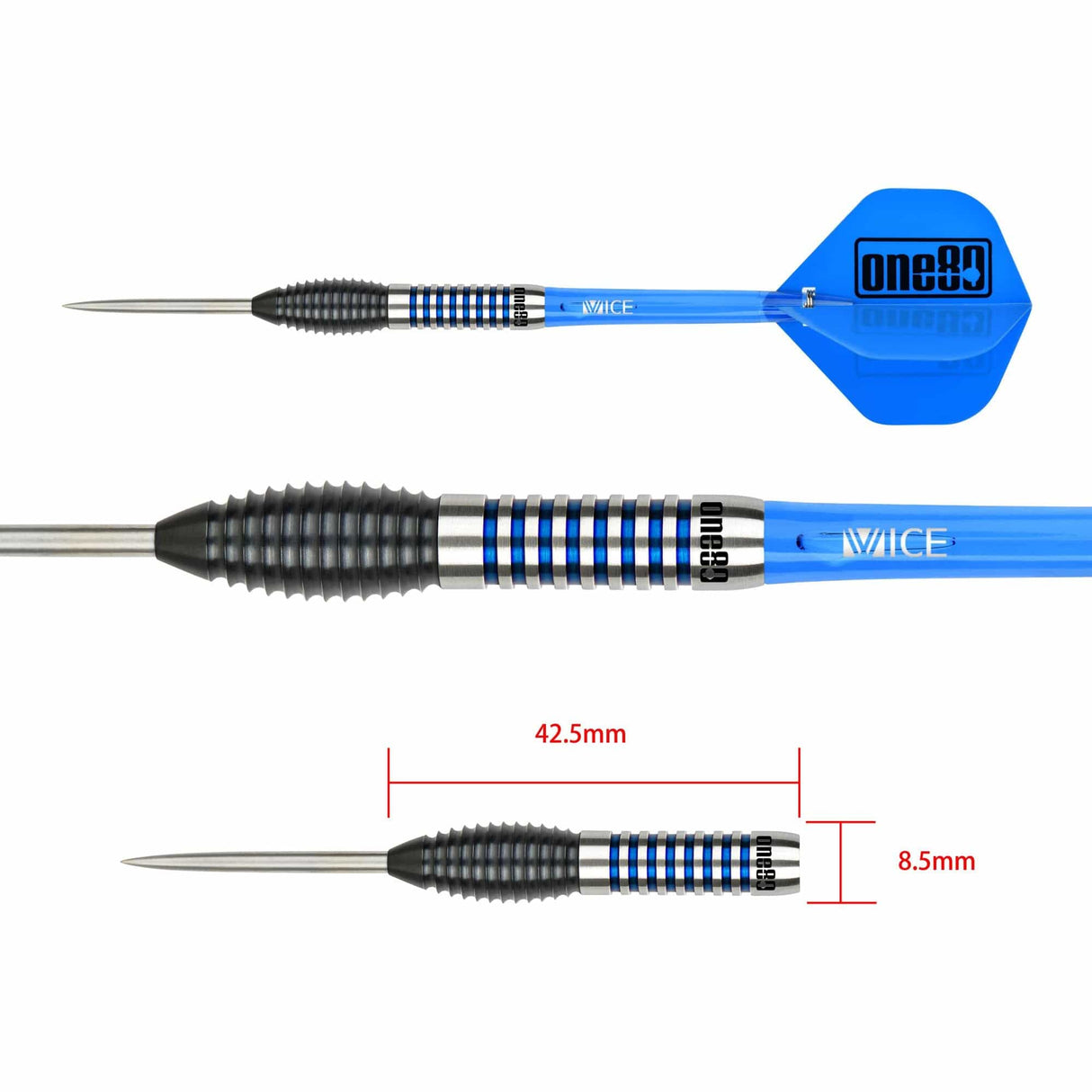 One80 Gary Stone Darts - Steel Tip - Black & Blue