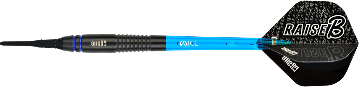 One80 Raise B Darts - Soft Tip - Black - Blue Rings 17g