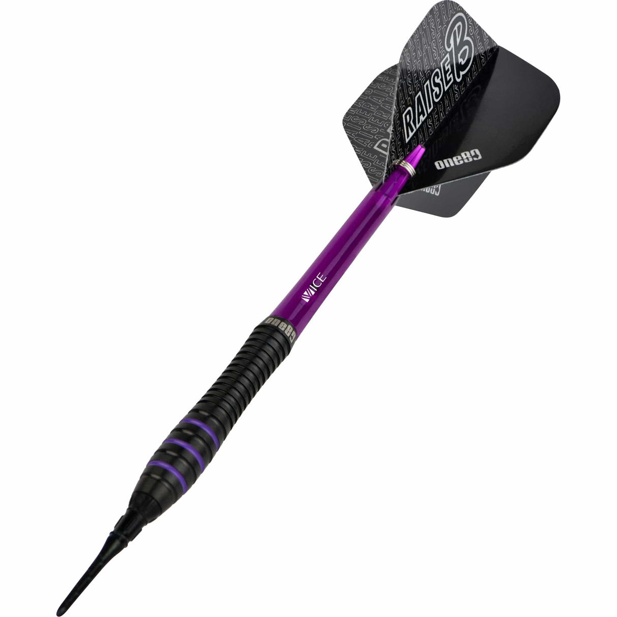 One80 Raise B Darts - Soft Tip - Black - Purple Rings 17g