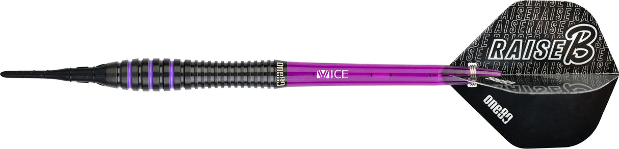 One80 Raise B Darts - Soft Tip - Black - Purple Rings 17g