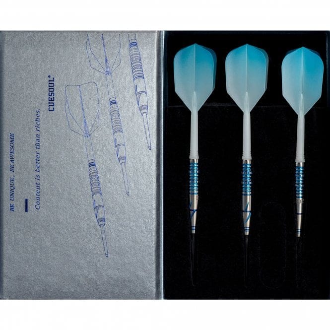 Cuesoul - Soft Tip Tungsten Darts - Blue Gem Stone - Oil Paint Finish 20g