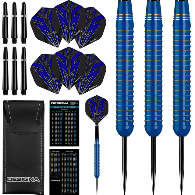 Designa Mako Darts - Steel Tip Electro Brass - Shark Grip - Blue 22g