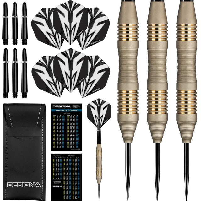 Designa Mako Darts - Steel Tip Electro Brass - Micro Grip - Silver 23g