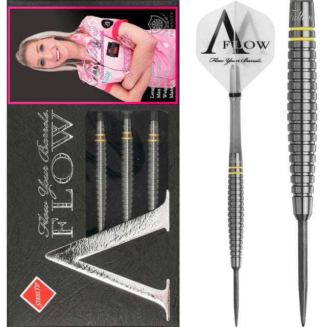 Dynasty Darts - Black Line - Steel Tip - Fallon Sherrock - DLC Black Titanium - Fallon 3 - 24g 24g