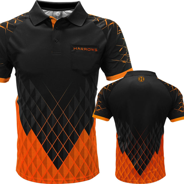 Harrows Paragon Dart Shirt - with Pocket - Black & Orange