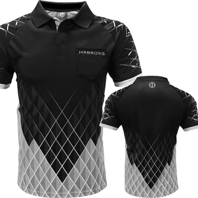 Harrows Paragon Dart Shirt - with Pocket - Black & White