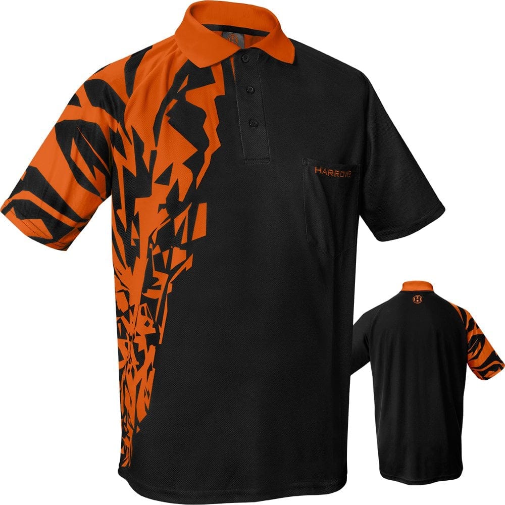 *Harrows Rapide Dart Shirt - with Pocket - Black & Orange 2XL