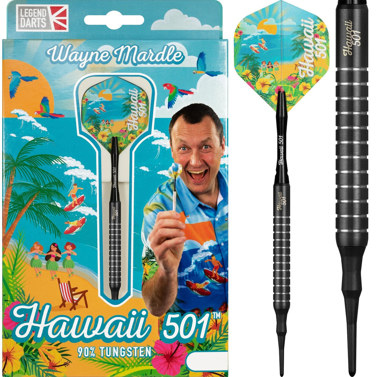 Legend Wayne Mardle Darts - Soft Tip - Hawaii 501 - Black