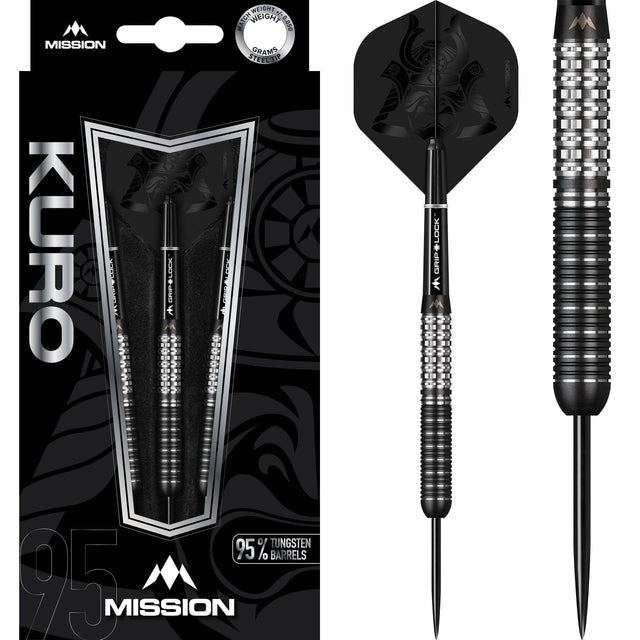 Mission Kuro Darts - Steel Tip - Black - M1 - Rear Sabre Grip 22g