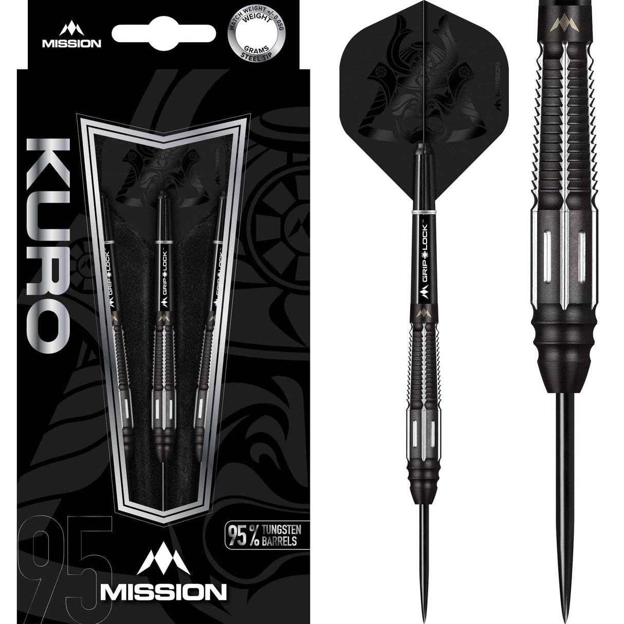 Mission Kuro Darts - Steel Tip - Black - M4 - Rear Taper 21g