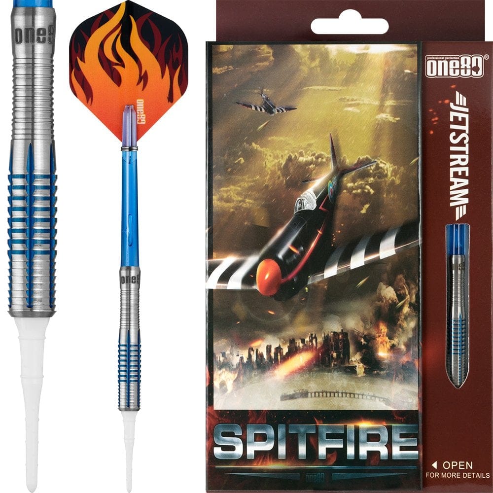 One80 Jetstream Darts - Soft Tip Tungsten - Blue - Spitfire 16g