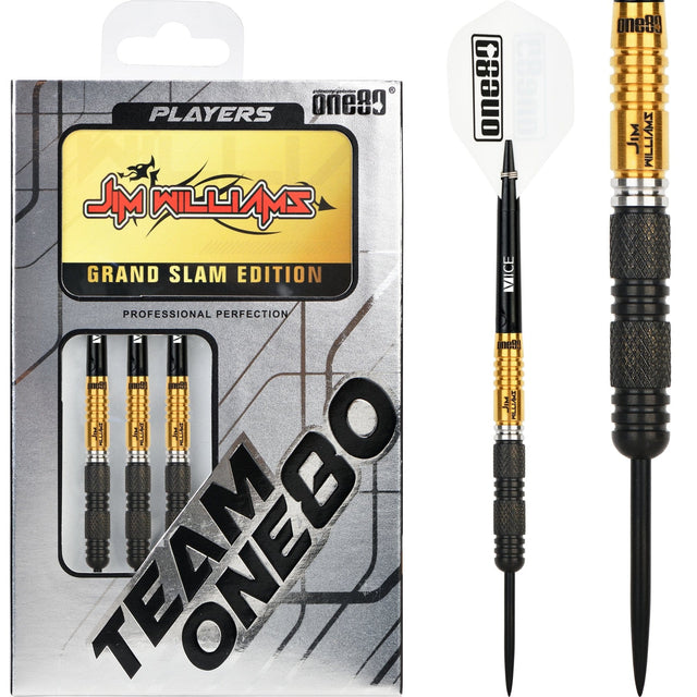 One80 Jim Williams Darts - Steel Tip - Black & Gold - 25g 25g