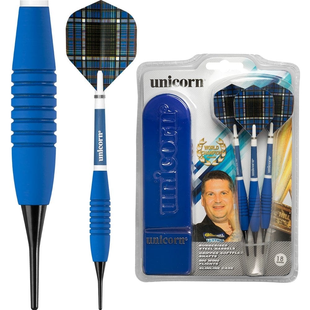 *Unicorn Gary Anderson Darts - Soft Tip Barrels - Rubberised Blue 18g