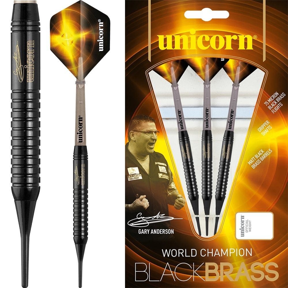 Unicorn WC Black Brass - Soft Tip - GA2 - Gary Anderson - Black