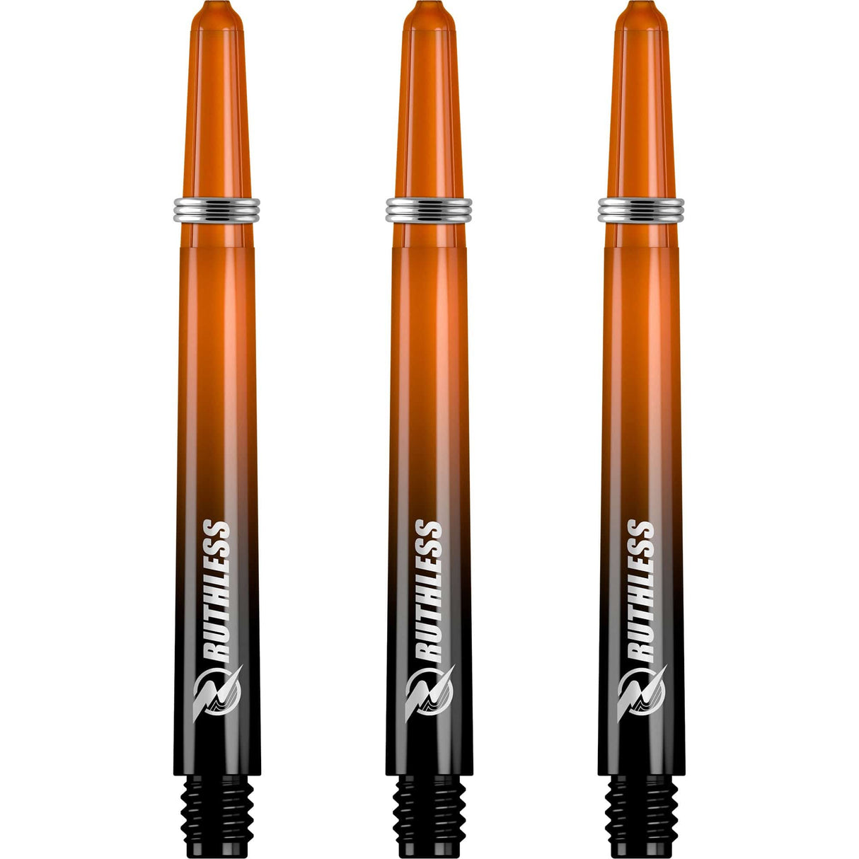 Ruthless Deflectagrip Plus Dart Shafts - Polycarbonate Stems with Springs - Orange Medium