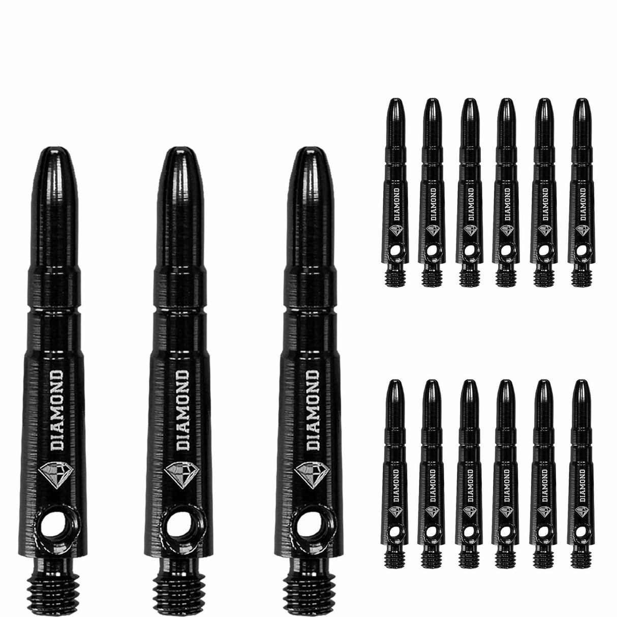 Cuesoul - Aluminium Dart Shafts - Diamond - Value Pack - 4 sets - Black