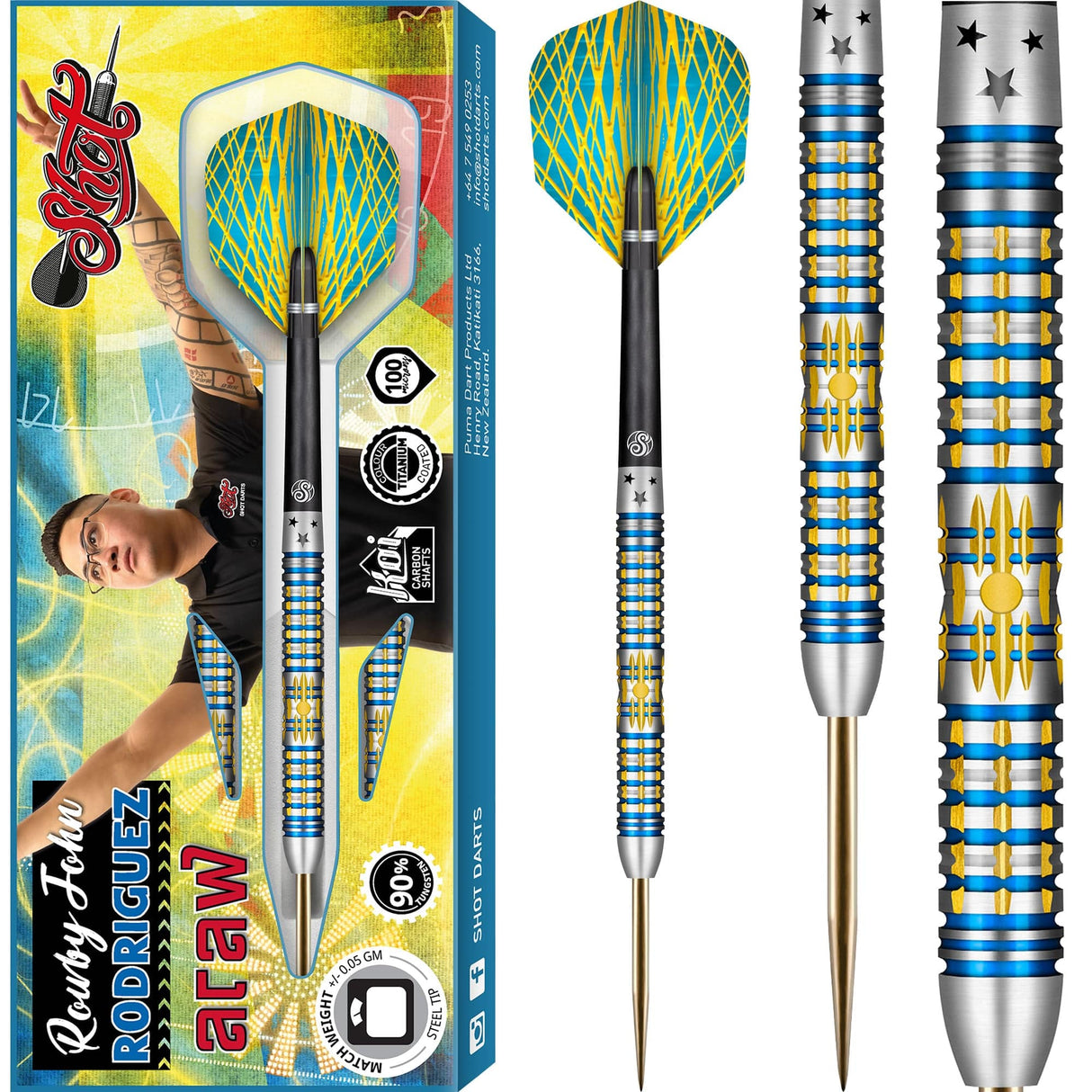 Shot Rowby-John Rodriguez Darts - Steel Tip Tungsten - Araw