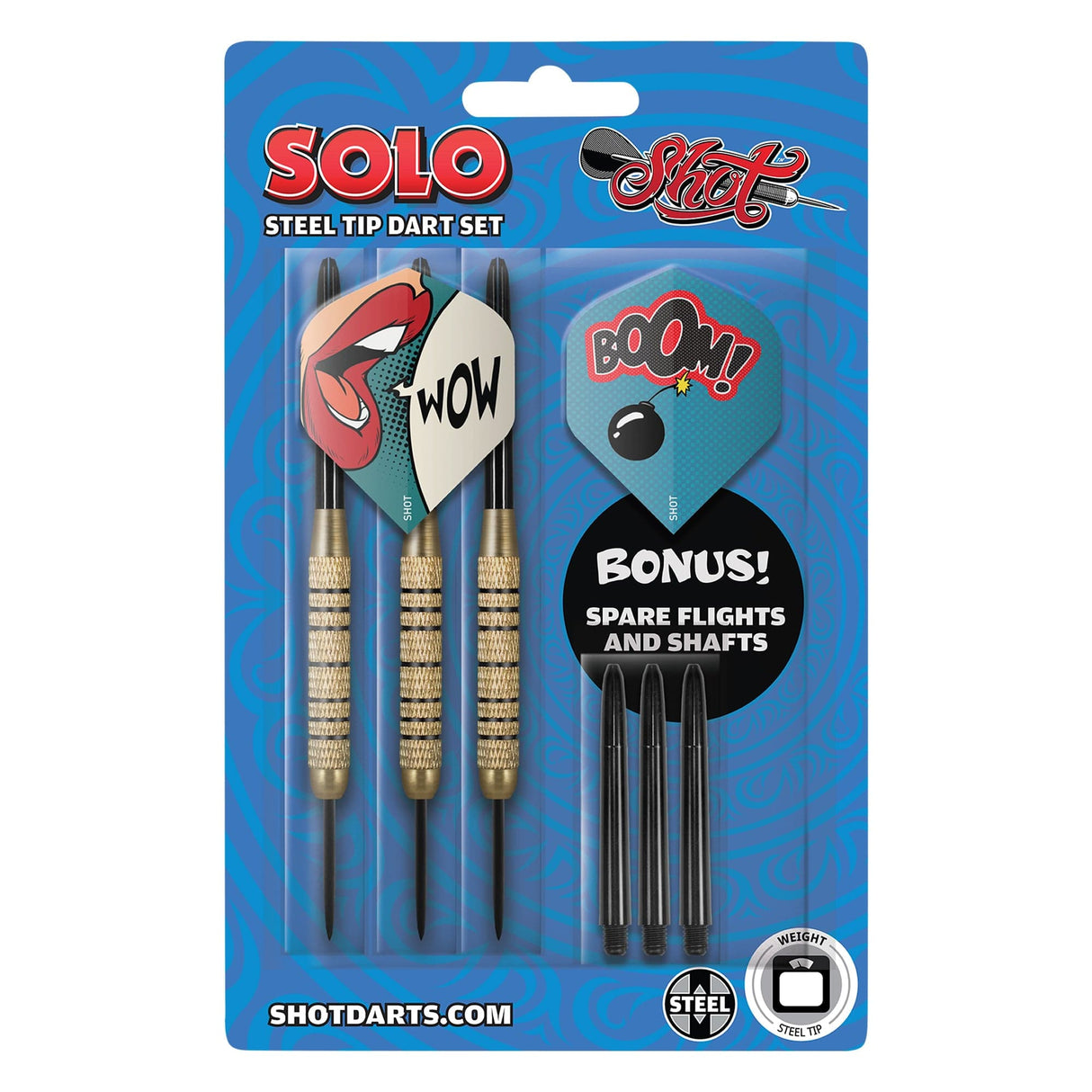 Shot Solo Darts - Steel Tip - Brass - Knurled - 18g 18g