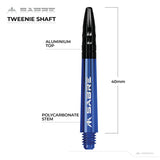 Mission Sabre Shafts - Polycarbonate Dart Stems - Blue - Black Top