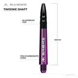 Mission Sabre Shafts - Polycarbonate Dart Stems - Purple - Black Top