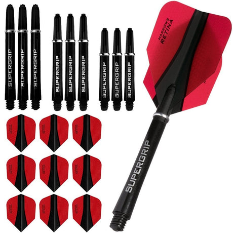 Harrows Retina-X Dart Flights and Shafts Combo Kit - 3 Sets - Red