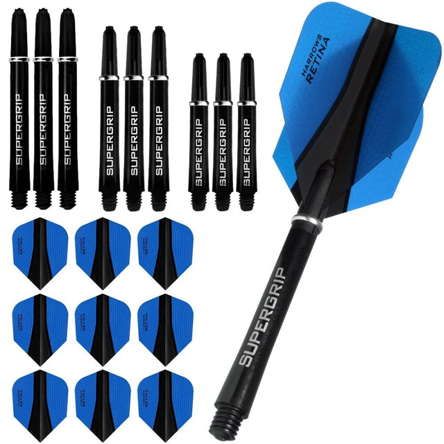 Harrows Retina-X Dart Flights and Shafts Combo Kit - 3 Sets - Blue