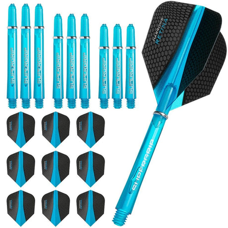 Harrows Retina Dart Flights and Shafts Combo Kit - 3 Sets - Blue