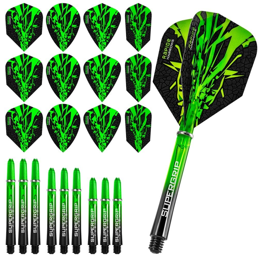 Harrows Rapide Fusion X - Flight & Shaft Combo Kit - Mixed - Green