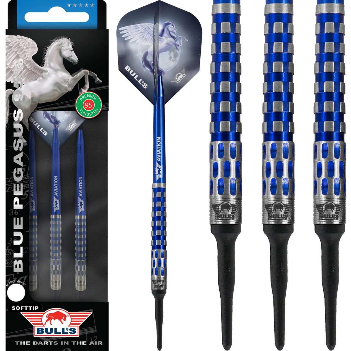 Bulls Blue Pegasus Darts - Soft Tip - 95% - Style C - 22g 22g