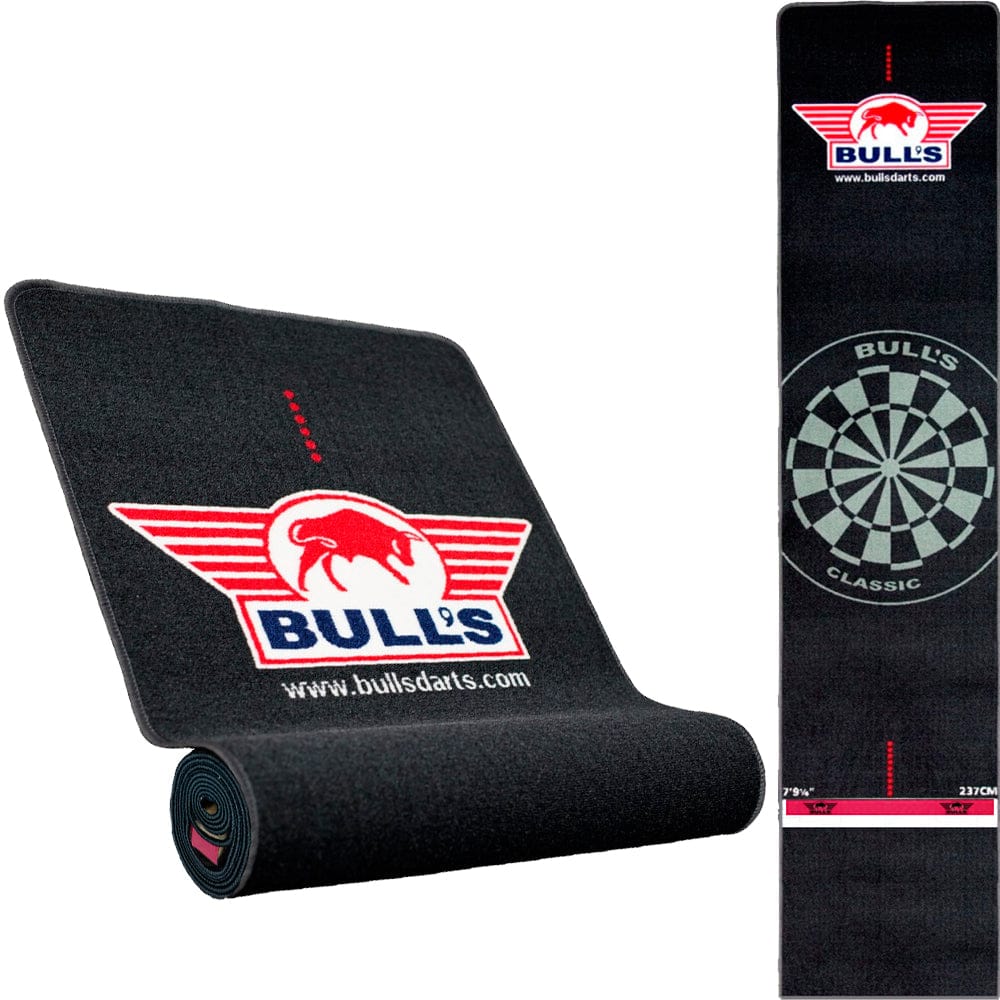 Bulls Carpet Dart Mat - 300cm X 65cm - Built-in Oche - Black Border-MAT28