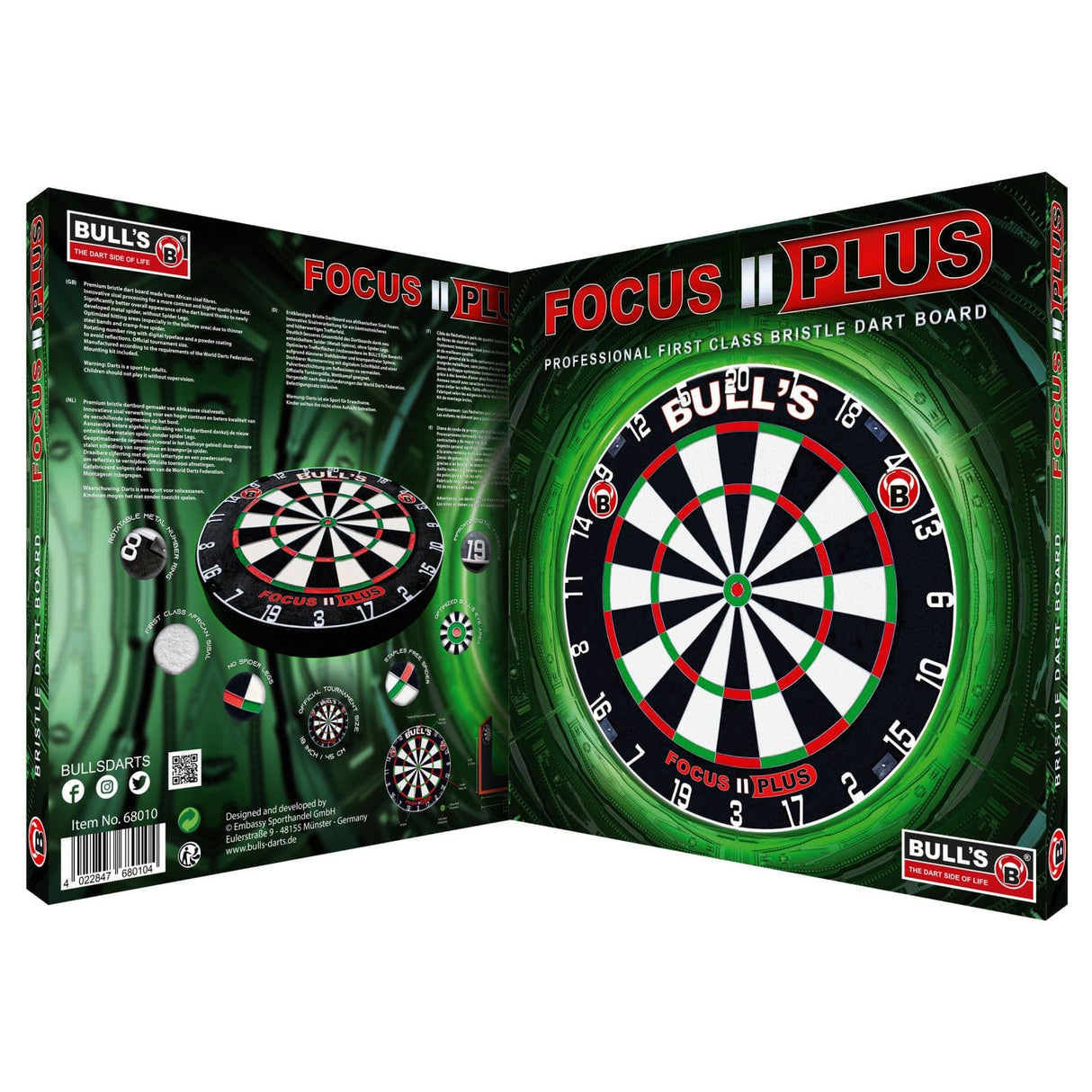 BULL'S Focus II Plus Dartboard - Professional