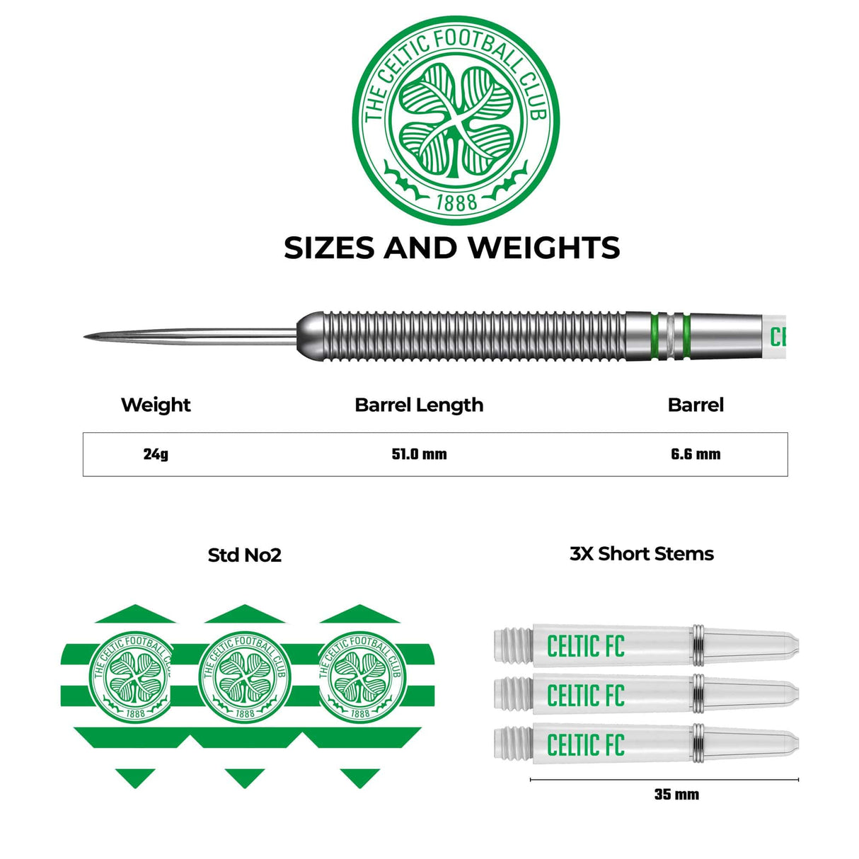 Celtic FC Darts - Steel Tip Tungsten - Official Licensed - Celtic - 24g 24g