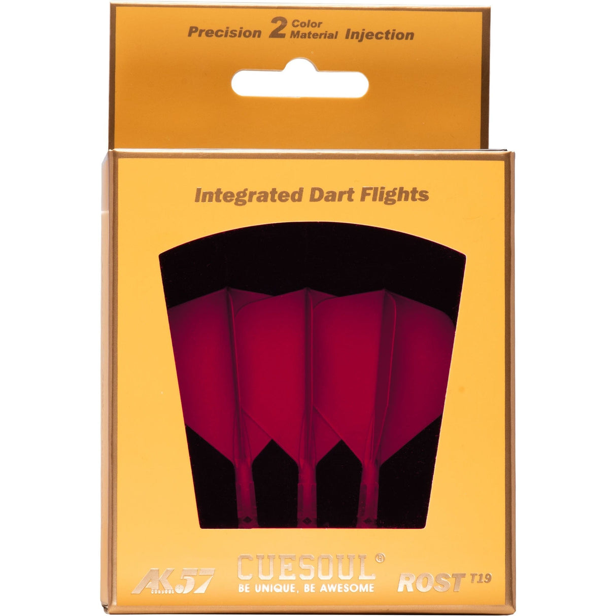 Cuesoul Rost T19 Integrated Dart Shaft and Flights - Big Wing - Clear with Red Flight