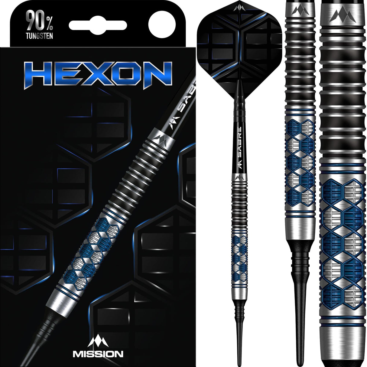 Mission Hexon Darts - Soft Tip - 90% - Blue PVD 18g