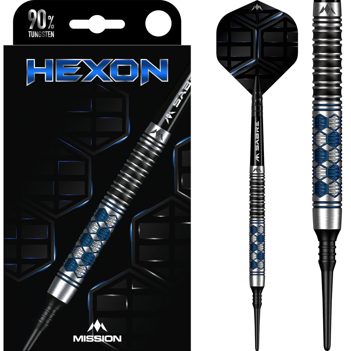 Mission Hexon Darts - Soft Tip - 90% - Blue PVD 18g