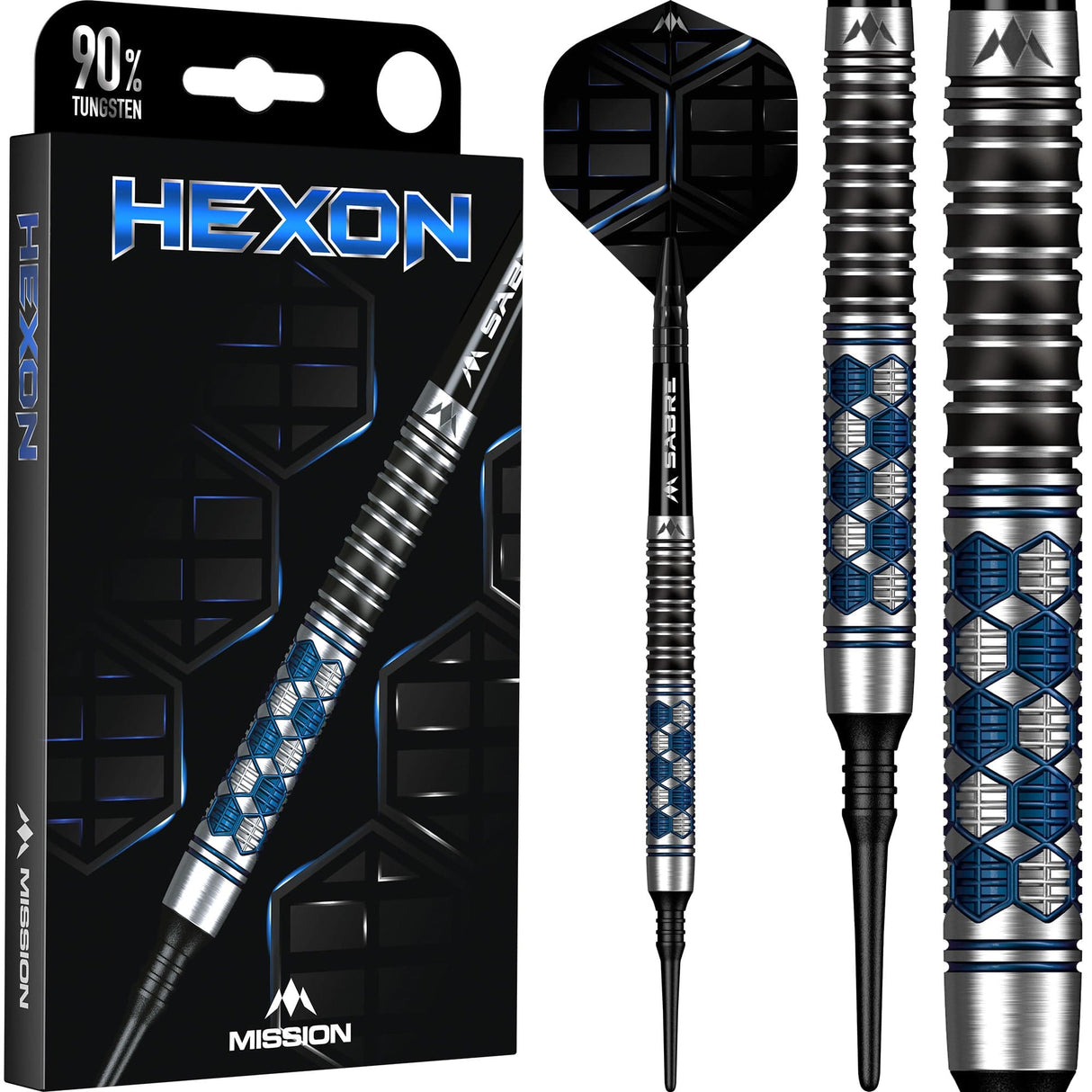 Mission Hexon Darts - Soft Tip - 90% - Blue PVD 18g