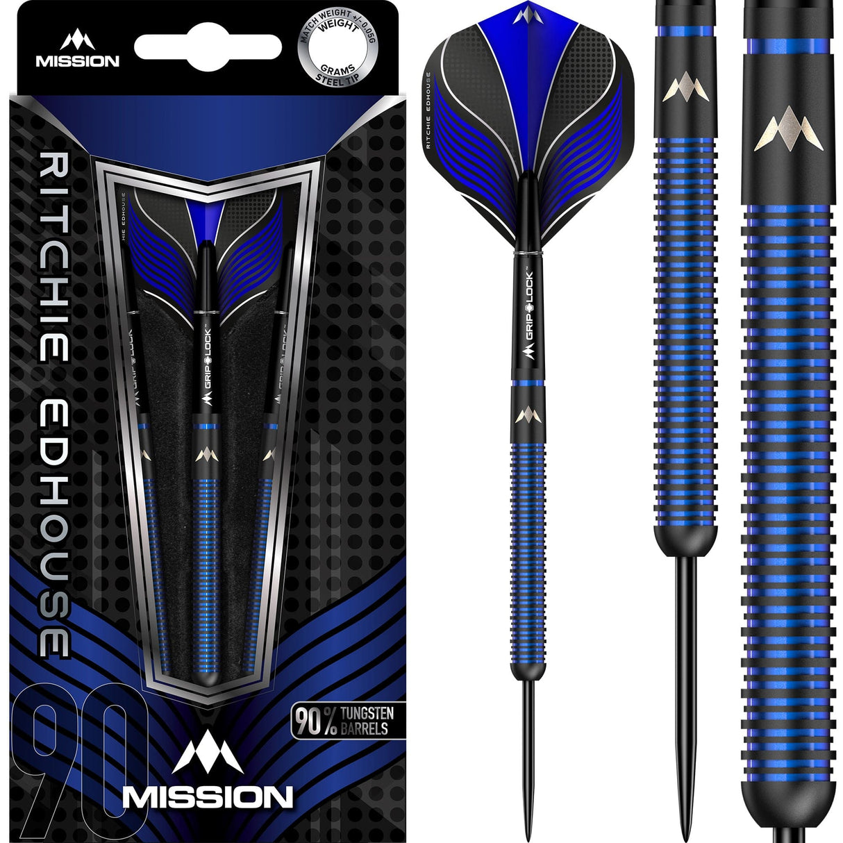 Mission Ritchie Edhouse Darts - Steel Tip -  90% - Madhouse - Black Titanium 23g